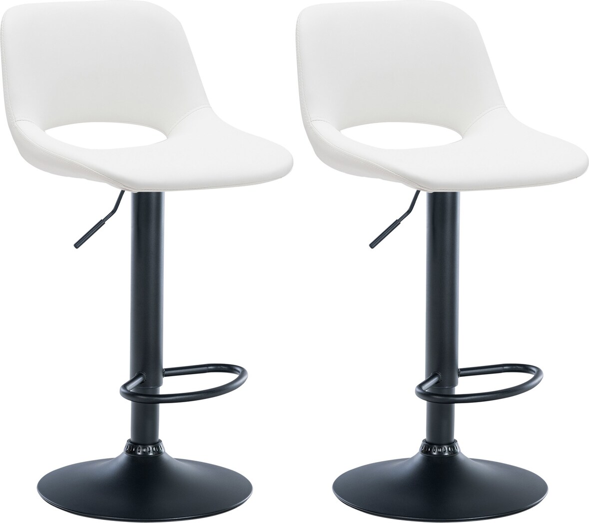 CHEFGASTRO 2er Set Barhocker ACAPULCO Kunstleder Schwarz HxBxT 86x42x46cm Kunstleder Weiß Barstuhl