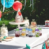 thumbnail of Relaxdays Trinkgläser mit Deckel und Strohhalm, 8er Set Limonadengläser, 400 ml, Retro Sommergläser mit Henkel, bunt