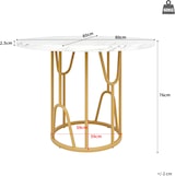 thumbnail of Merax Runder Esstisch 80 x 80 x 76cm, marmorierte MDF-Platte, für 4-6 Personen in Esszimmer & Wohnzimmer, Gold