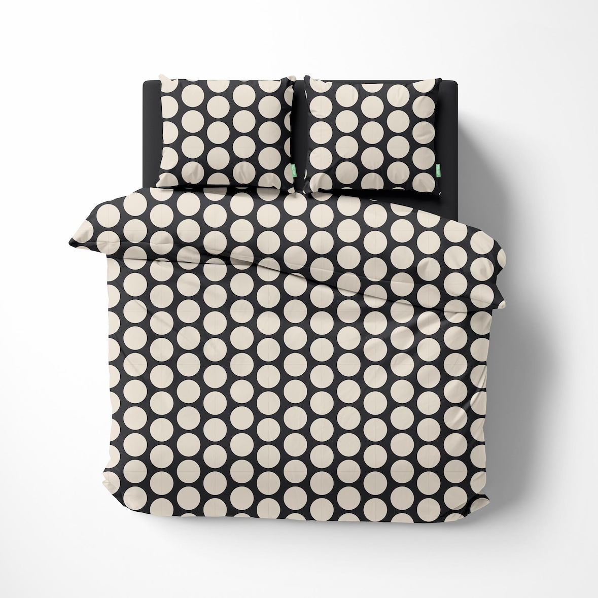 Benetton - 4-teiliges Doppelbett-Set (Bettbezug 220 x 220 cm, Spannbettlaken 160 x 200 cm und 2 Kissenbezüge 50 x 80 cm) 100 % schwarze Baumwolle