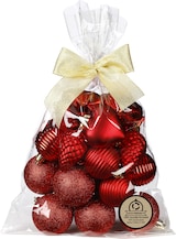thumbnail of 30 Weihnachtskugeln 5-7cm Kunststoff Sterne Zapfen Herzen Mix Christbaumkugeln