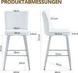 thumbnail of Barhocker aus PU-Leder und Metall Weiß/Silber, mit Rückenlehne und Fußstütze