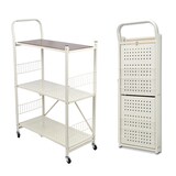 thumbnail of WellHome - Carrinho de armazenamento dobrável com 3 prateleiras e rodas na cor branca - 86x34,5x105 cm