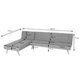 thumbnail of Canapé d'angle HWC-K38, Canapé pliable, couchage à gauche/à droite, tissu/textile bois massif certifié MVG 256cm ~ gris clair