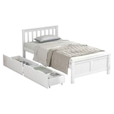 thumbnail of Merax Stauraumbett Einzelbett Holzbett 90x200 aus Kiefernholz & MDF mit 2 Schubladen & Lattenrost für Schlafzimmer Weiß