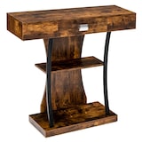 thumbnail of Helloshop26 - Konsolentisch 91 x 30 x 88 cm mit Schublade und offenem Fach skandinavischer Stil rustikales braunes Metall 20_0017576