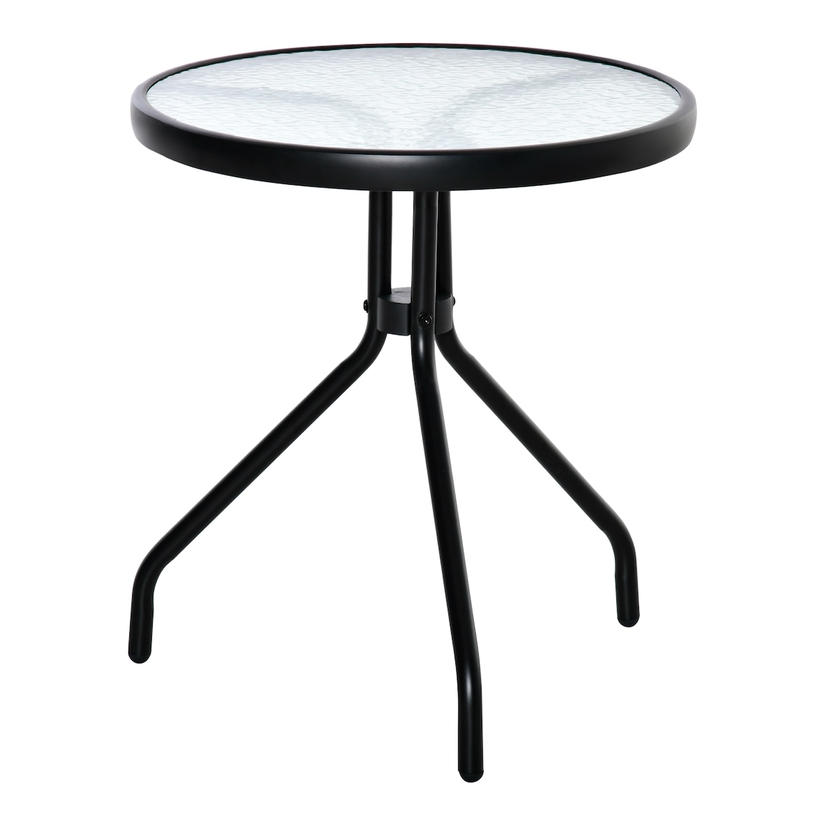 Mesa de Jardín Redonda Mesa de Café Exterior con Tablero de Cristal Decorativo y Marco de Metal para Patio Terraza Balcón Ø50x55 cm