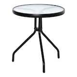 thumbnail of Mesa de Jardín Redonda Mesa de Café Exterior con Tablero de Cristal Decorativo y Marco de Metal para Patio Terraza Balcón Ø50x55 cm