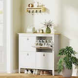 thumbnail of HOMCOM mueble zapatero estrecho con 4 cajones abatibles estantes ajustables y tiradores de PU para 20 pares de zapatos 105x24x95,5 cm blanco