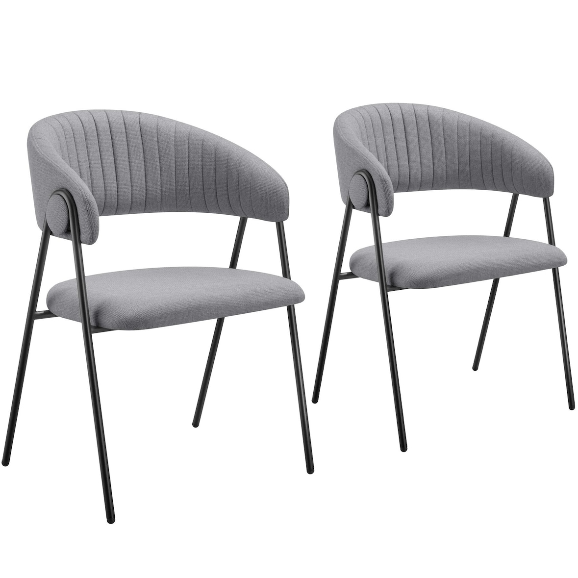 tectake Silla de comedor Bedano de tejido, acolchada con capacidad para 150 kg - Juego de 2 gris