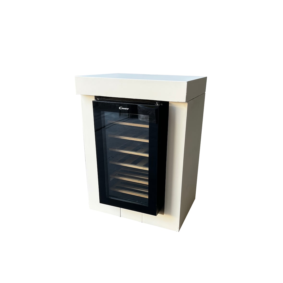 Módulo garrafeira ARTICIMENTOS CAPRICE mediterrânica -  Módulo bancada com garrafeira, produzido em betão pintado de bege - 66x54x90cm