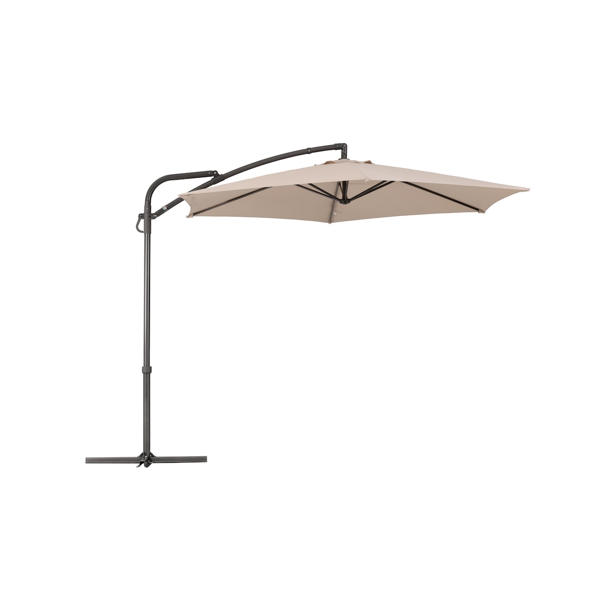 Tarrington House Sombrilla colgante redonda Helena, acero, Ø 3 x 2.52 m, con manivela, hidrófuga, beige
