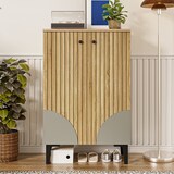 thumbnail of Moderner Holz Schuhschrank 60x32x94 cm mit Türen – Platzsparender Schuh-Organizer in Natur für Flur, Wohnzimmer & kleine Räume