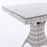 thumbnail of Mesa de terraza cuadrada, Tamaño: 70x70x72 cm, Aluminio y ratán sintético plano color gris, Cristal templado de 5 mm