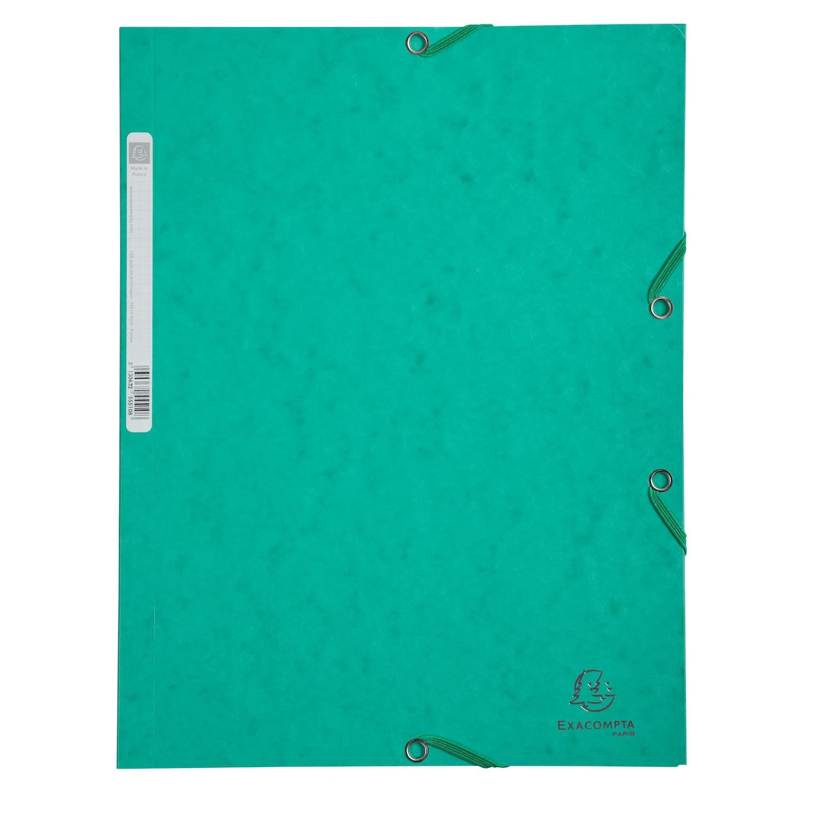 Exacompta  Cod. 55503E - Cartella 3 lembi con elastici in cartoncino lustré 400 g/mq - 24x32cm verde - Confezione da  25 pz.