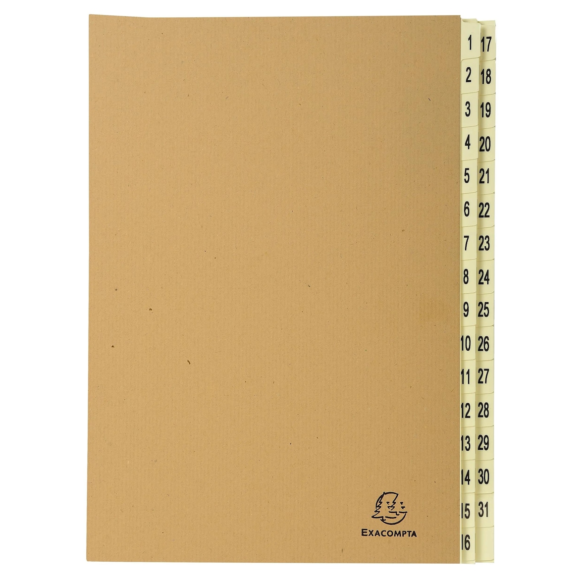 Exacompta 22219E Ordnungsmappe mit 31 Fächern von 1-31 Kraft, für DIN A4 - Braun