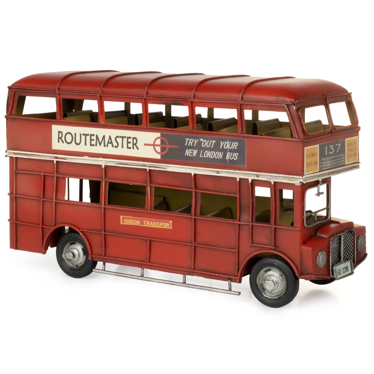 Moritz Blech-Deko Doppeldecker Bus England rot Blechdekoration Blechmodell Modellauto Retro Sammlerstück Vintage Deko Nostalgie Antik Style