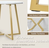 thumbnail of Essgruppe 5-teilig rund 75x80x80 cm Weiß+Schwarz+Gold MDF Tischplatte Marmormuster mit 4 Samtstühlen Metallgestell verstellbare Füße
