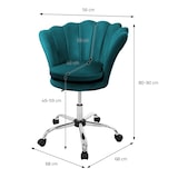 thumbnail of Bürostuhl aus Samt, Petrol, Metallgestell, Polsterstuhl mit Rückenlehne, höhenverstellbar, 360° Drehstuhl mit 5 Rollen, Gepolsterter Muschel-Sessel