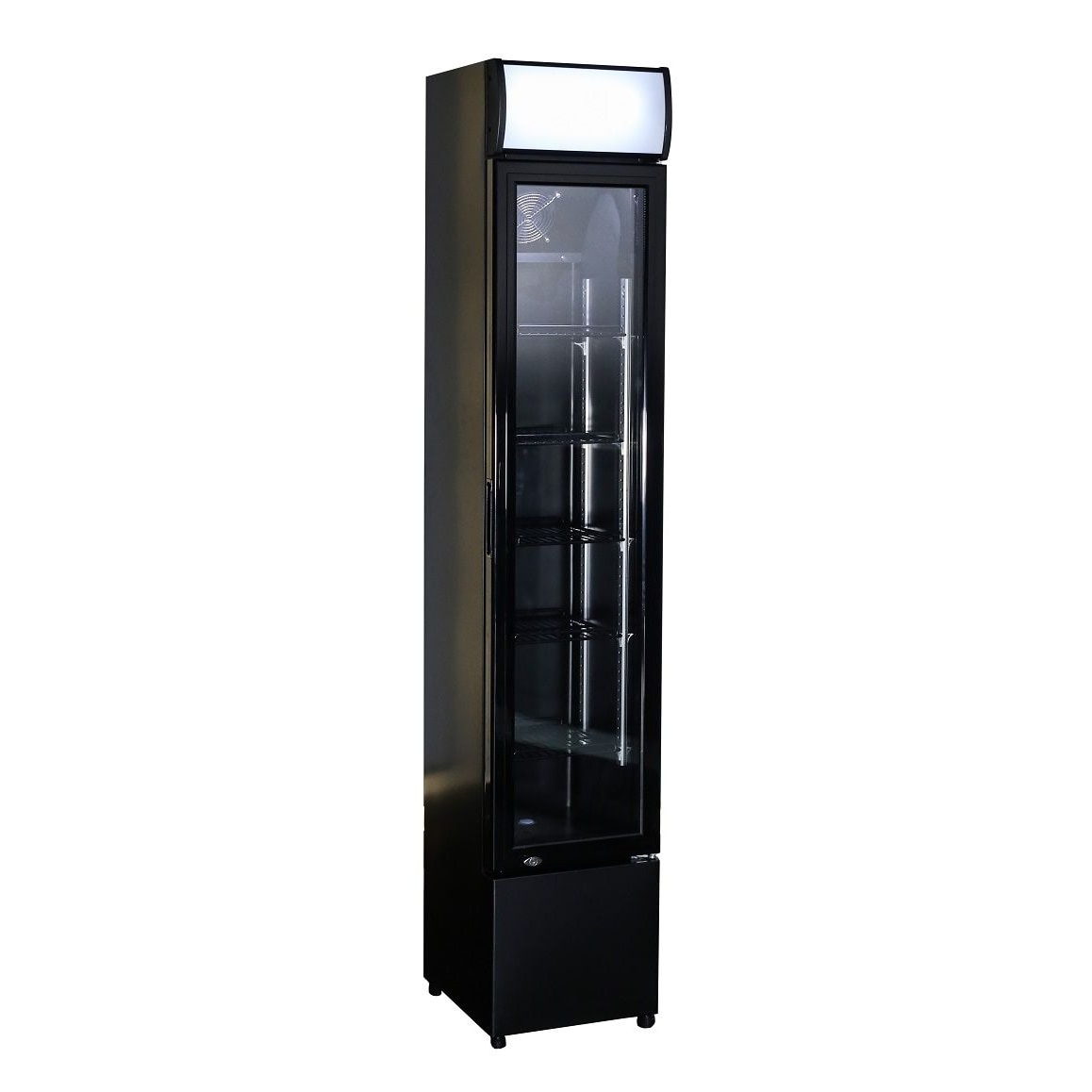 Flaschenkühlschrank mit 1 Glastür Getränkekühlschrank Kühlschrank Gastro 99 L -2/10°C 360x422x1880 mm Schwarz
