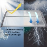 thumbnail of Haustürvordach 75 x 120 cm Hohlkammerplatte Aluabschlussleiste grau Haustürdach Pultvordach