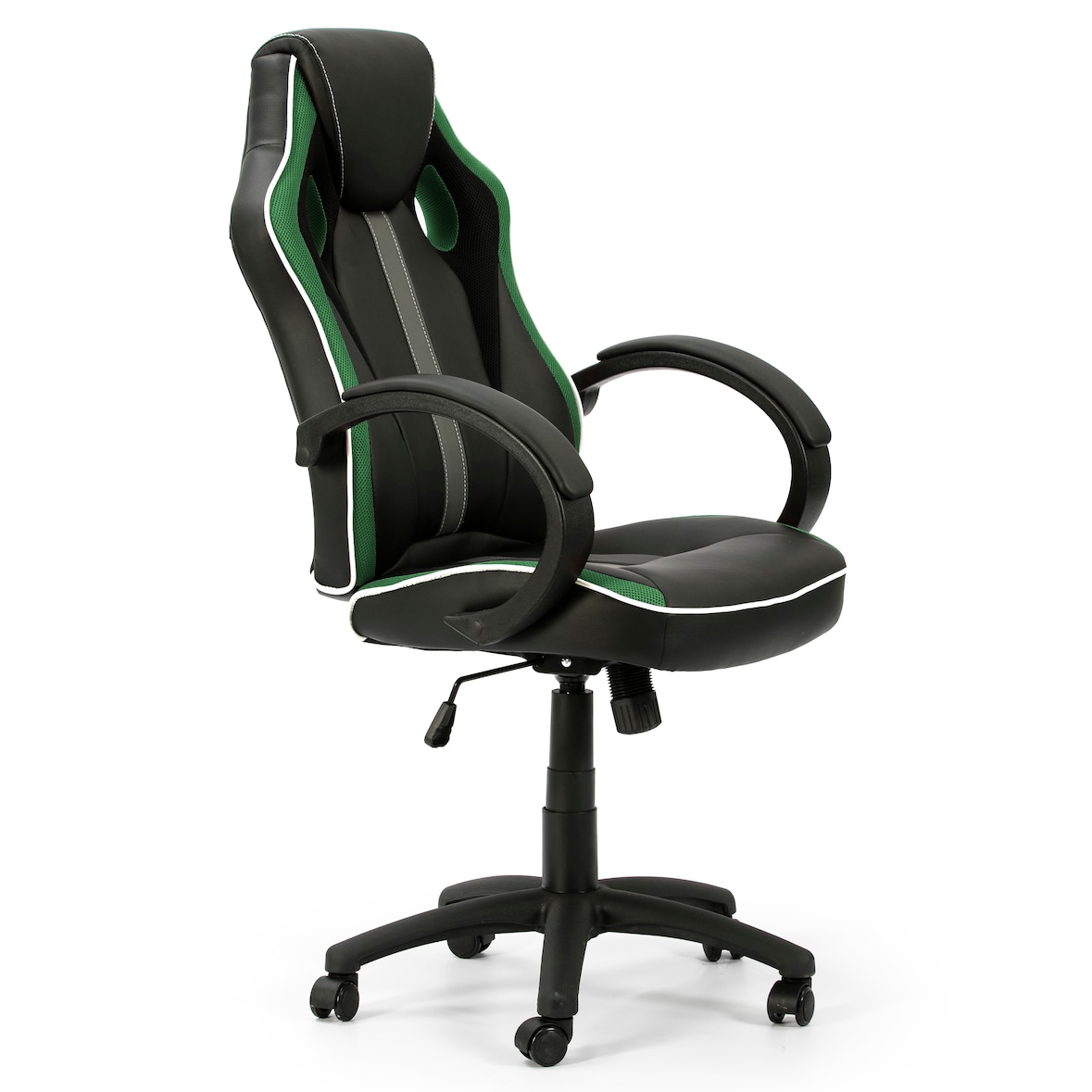 Sillón de Oficina elevable y reclinable Formula tapizado con Piel sintética, Color Negro/Verde