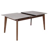 thumbnail of Esszimmertisch HWC-M57, Esstisch, Massiv-Holz Laminat Melamin 160-200x90cm, ausziehbar Beton-Optik, braune Beine