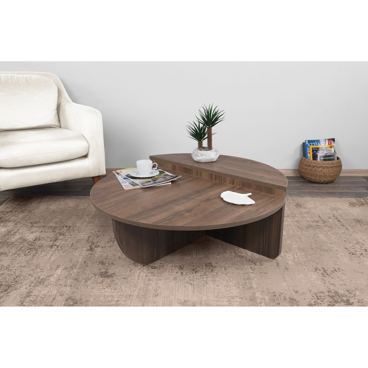 Table basse en aggloméré Podium noyer Hanah Home