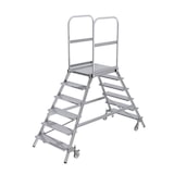 thumbnail of Podesttreppe beidseitig begehbar mit Federrollen Aluminium geriffelt 6 Stufen