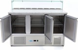 thumbnail of Maxima - 9400208 Mesa de preparación de pizza refrigerada, 3 puertas, encimera de granito, 8x1/6 GN, 400L, con tapa de cristal, 136.5x70x110 cm