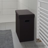 thumbnail of DuneDesign Cesto della Biancheria Sporca Bucato 70L Portabiancheria pieghevole con coperchio pouf per sedersi rettangolare con manici Marrone Scuro