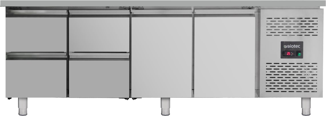 vaiotec Kühltisch / 2 Türen & 4 Schubladen - Monoblock, 2230 x 700 mm