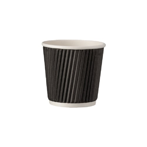 1000 Kaffeebecher Coffee to go 100ml doppelwandig Ø 62x60mm schwarz geriffelt