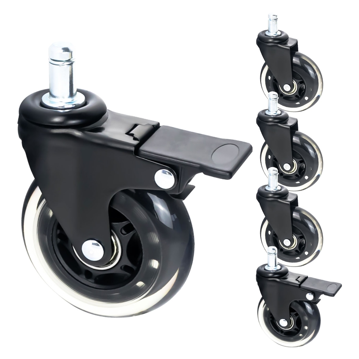 Bürostuhl Rollen 5er Set, HMF 6810, 11 mm, Schwarz