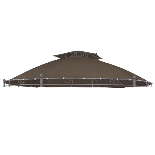 Ersatzdach Pavillon rund ⌀ 3,5m wasserdicht Gartenpavillon Doppeldach Dachhaube taupe : Taupe