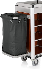 thumbnail of WAS Germany - Zimmerservicewagen Isabella, 1 Wäschesack, 95 x 54 x 116 cm, helle Kantenprofile/dunkle Holzoptik
