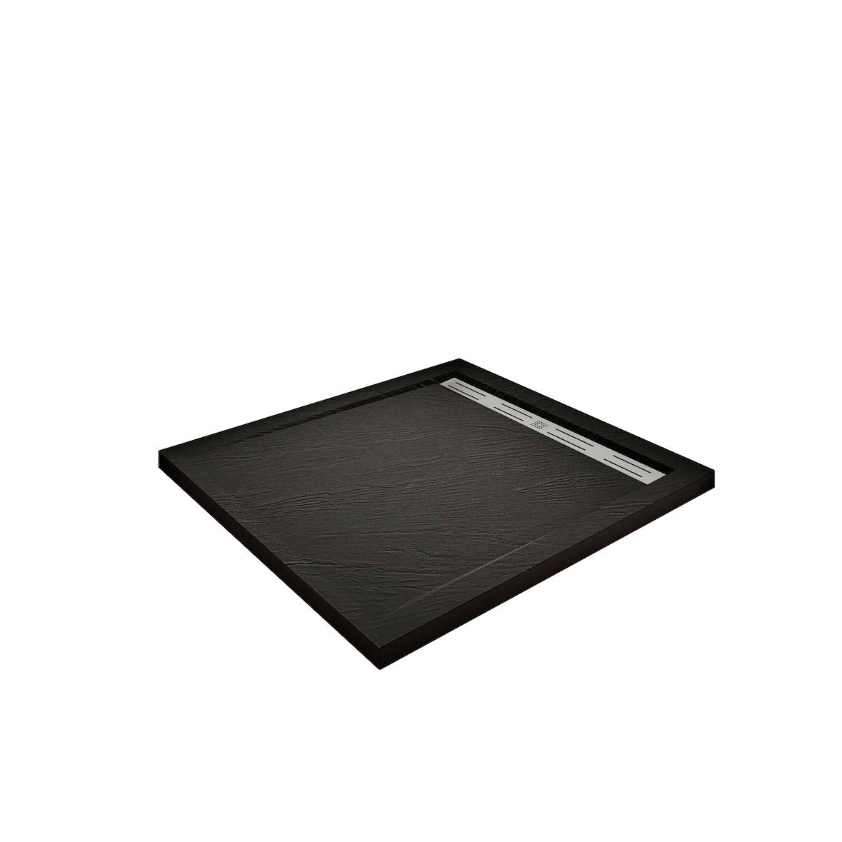 AICA Plato de Ducha Cuadrado 90x90x3cm extraplano Resina pizarra gel coat negro, Válvula incluida, Antideslizante
