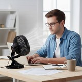 thumbnail of WellHome - Set di 4 ventilatori con clip 1200mAh colore Nero Ø13x17,5 cm