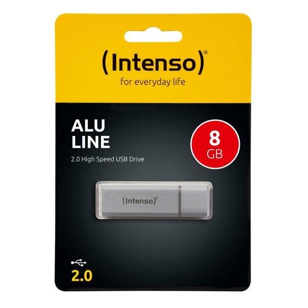 Speicherstick Alu Line, Hi-Speed USB 2.0, silber, Kapazität 8 GB