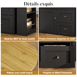 thumbnail of Bartisch ausziehbar Schwarz 204x39x105  mit Stauraum Snack Regal 360 Grad Drehteller Klappschubladen MDF Metallgriffe