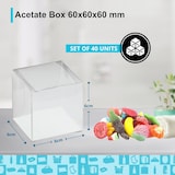 thumbnail of 40 Quadratische Schachteln aus Transparentem Acetat 60x60x60 mm | Plastik-Bonbonniere: Dragees, Macarons | Andenken und Geschenke für Hochzeiten
