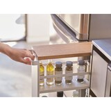 thumbnail of Yamazaki Home Küchenwagen Nischenwagen schmal mit Rollen weiß Rollwagen Metall 3 Ebenen und Holzablage 13x80x47cm