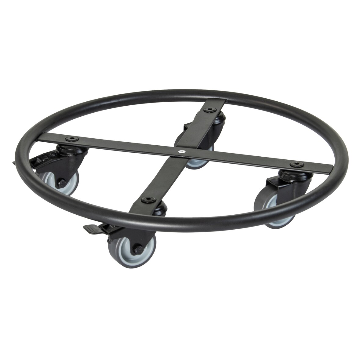 WAGNER Pflanzenroller SKELETT ROUND - Ø 38 x 8 cm, Soft-Rollen, innnen & außen, schwarz, Tragkraft 150 kg - 20701201