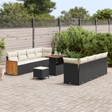 thumbnail of vidaXL 11-teiliges Garten Sofa Set mit Kissen Schwarz Poly Rattan Akazie