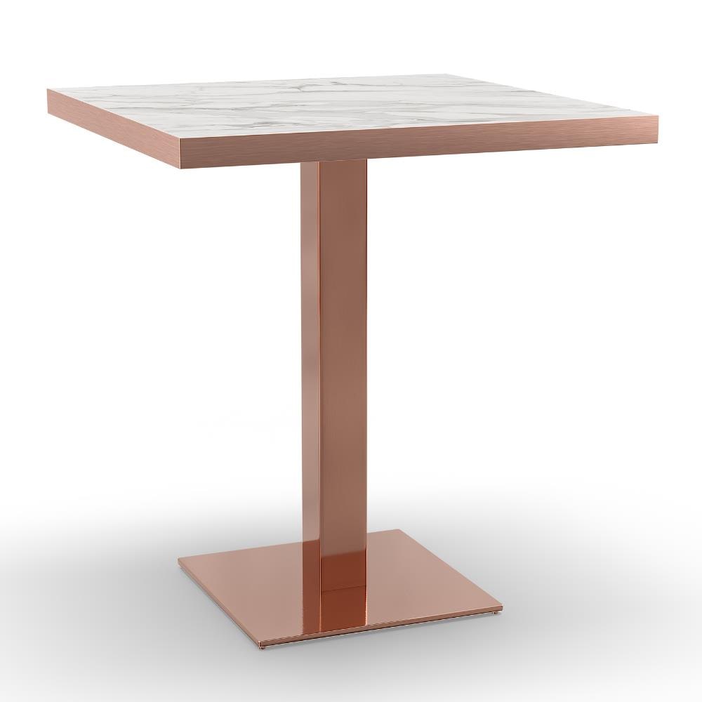 Bistrotisch 50x50 cm – Marmor Weiß & Roségold | Premium-Gastronomietisch für Café, Restaurant & Hotel