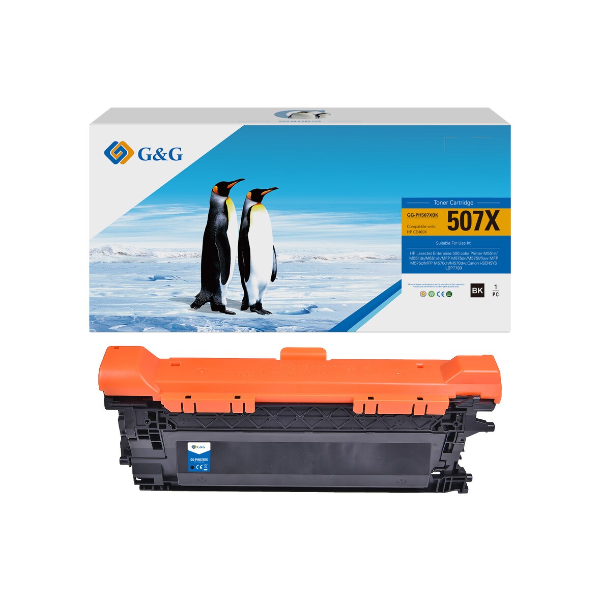 G&G CE400X toner compatibel met HP 507X Tonercartridge Zwart 1 stuck (s) hoge capaciteit Huismerk