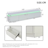 thumbnail of TV Schrank Lowboard 180x34x40 in Weiss Hochglanz mit LED Beleuchtung und 4 Schubladen gebogenes Design fuer 75 Zoll Fernseher