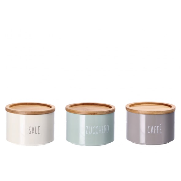 Conjunto de latas com tampa, sal - açúcar – café