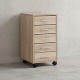 thumbnail of Rollcontainer Sonoma 33 x 63 x 38 cm Holz Schubladenschrank Schreibtisch, Büro Schrank mit 5 Schubladen, Container Rollschrank klein Standcontainer