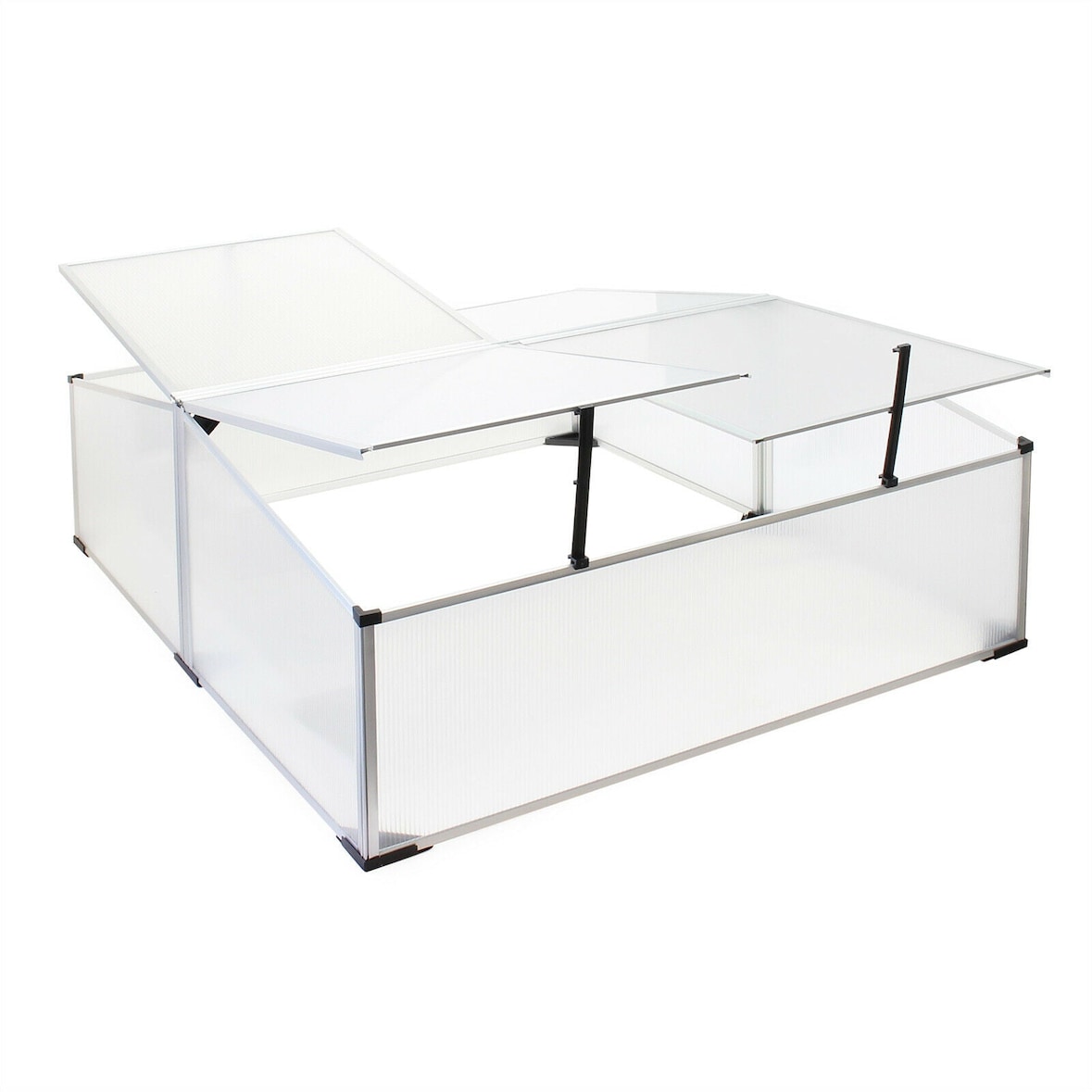 Helloshop26 - Mini-Doppelgewächshaus für den Garten Aluminium und Polycarbonat 100 x 120 x 40 cm Öffnung per Gasdruckfeder für den 16_0002680
